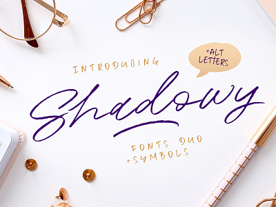 Shadowy Script + Symbols branding brush design elegant font handwriting instagram kavoon logo marker marker font script typography