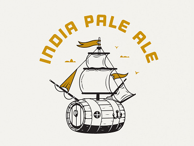 Beer label. barrel beer boat ipa label
