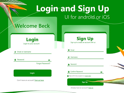 Login and sign up page UI/UX by nihran app design graphic design ui ux vector