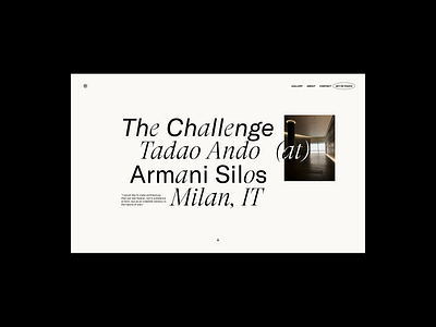 'The Challenge' by Tadao Ando at Armani Silos / Visual & Layout 3d animation app art artist branding design graphic design icon illustration logo motion graphics tadaoando ui ux vector