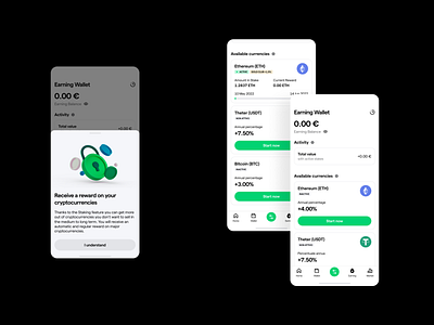 Earning Wallet app bitcoin branding crypto design earn earning ethereum graphic design icon illustration logo ui ux vector wallet