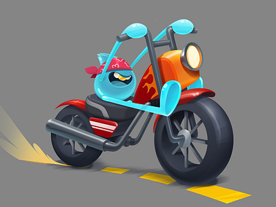 Captain Raindrop bike biker cartoon character cute