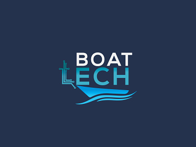 boat tech blue boat boat logo boat tech branding design logo tech logo