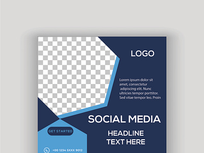 Set of editable square banner template. company and workout soci