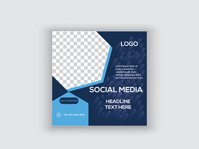 Set of editable square banner template. company and workout soci