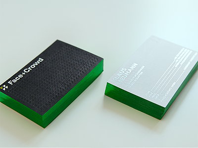 Face+Crowd Business Card black business card foiled green print silver