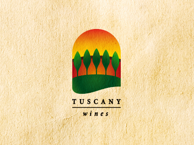 Tuscany Wines revision alex alexander wende alexwende bottles logo logodesign negative space trees tuscany wende wine wines
