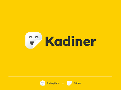 Kadiner logo design black face logo happy face iran iranian logo logo design logodesign logotype mark pantone papar persian shy smile sticker yellow