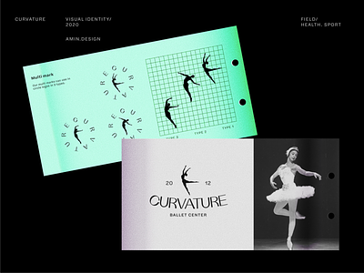 CURVATURE - Logo design ballet black branding branding concept branding design concept curve dance design iran logo logo guidelines logotype mark persian visual identity yoga
