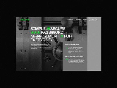 secure8 - Landing page green grid hero page landing page landscape layout lock password secure security trust typography ui uiux web design website