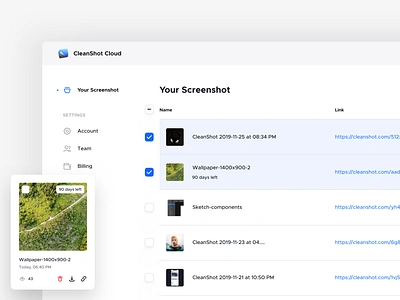 CleanShot Cloud - Dashboard app app design component dashboad dashboard app grid list view listing records screenshot ui user interface userinterface ux