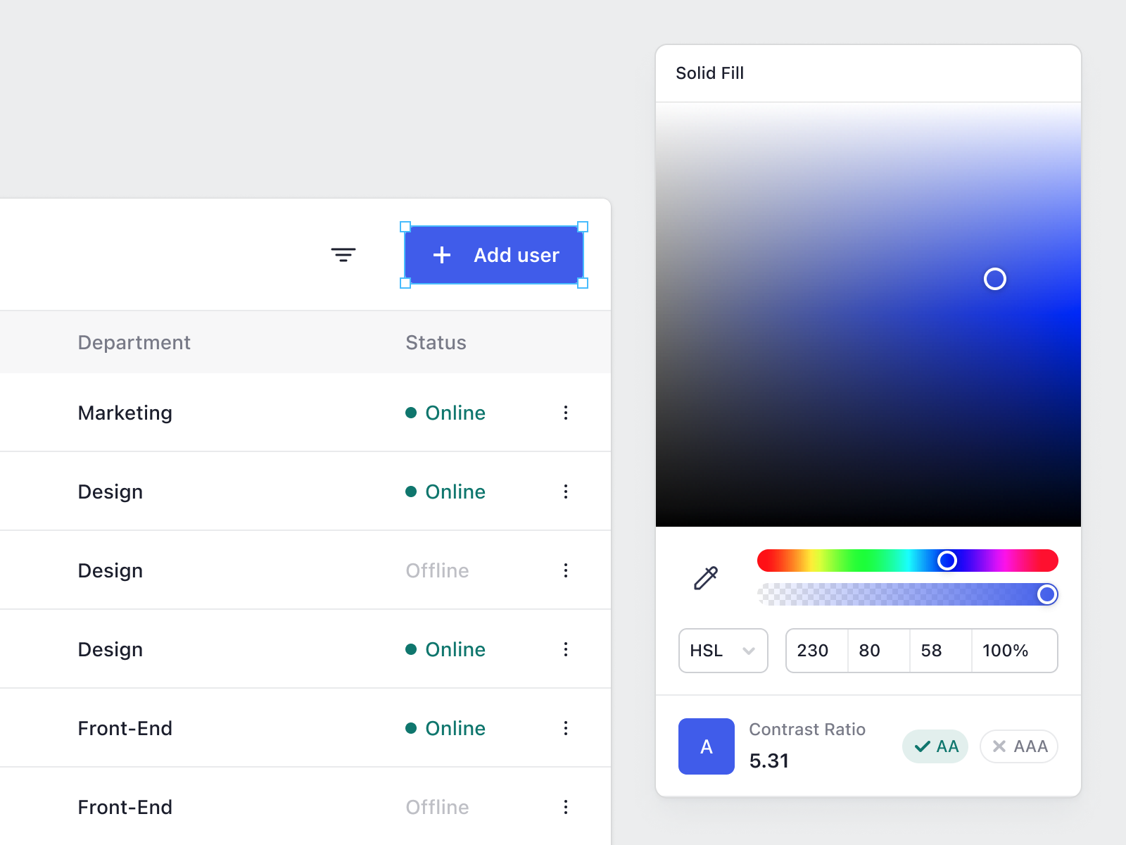 Color Picker with Contrast Ratio by Patryk Ilnicki for Semiflat on Dribbble