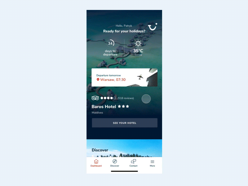 TUI Holiday - Concept App - Hotel Details - Animation app concept fly holiday hotel iphone x product trip ui ux vacation