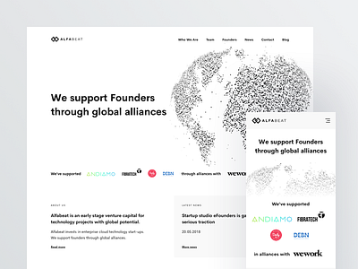 Alfabeat - Homepage clean landing page minimal page start up ui ux vc venture venture capital