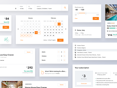 Bidroom - Components calendar component components data picker design design system details form hotel library page rooms search subscription ui uidesign uidesigner ux