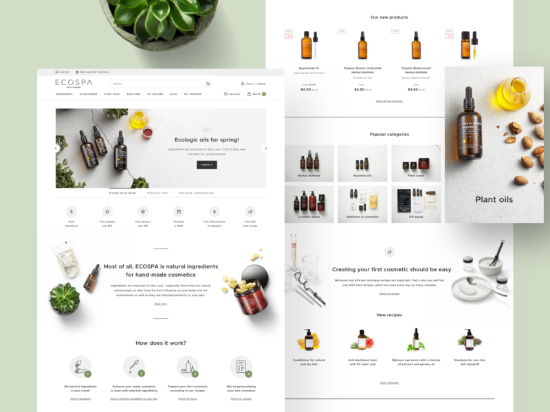 🌿 Ecospa - Homepage cosmetics design ecommerce homepage illustration landing page modern natural organic shop shopping ui ui deisgn ux uxdesign
