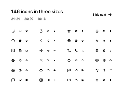 146 pixel-perfect icons in three sizes (24/20/16)