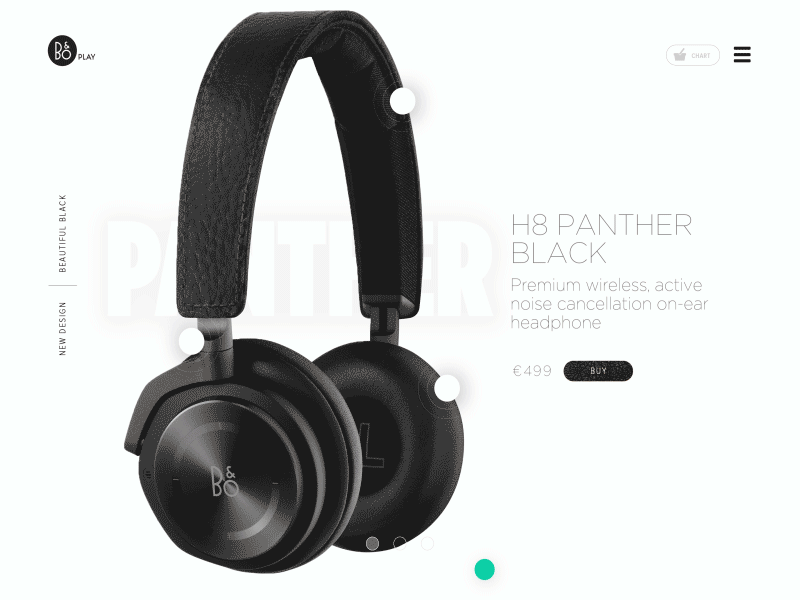 B&O Play H8 animation bo clean design headphone minimal motion music ui ux website