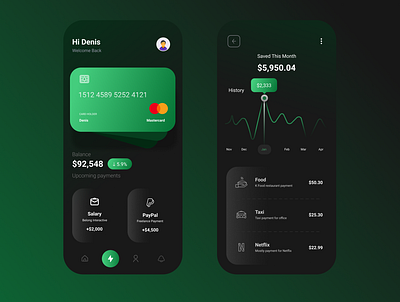 Finance Mobile App banking finance green interface mobile
