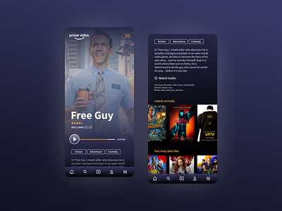 Redesign of Amazon Prime Video interface - mobile amazon application icon design interface prime prime video redesign ui uiux video video application
