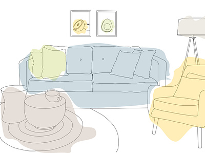 Linear illustration "Living Room" design illustration