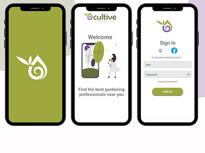 Gardening Services App Sign in Screens app ui ux