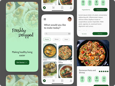 Freshly Dropped - Food Recipes app design food food app grocery healthy mobile app mobile design recipes ui uiux ux