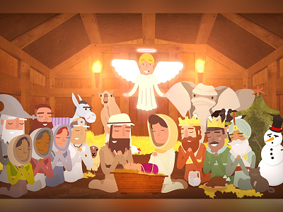 An Unusual Nativity 2d after effects animation baby jesus christmas flat gandalf illustrator nativity