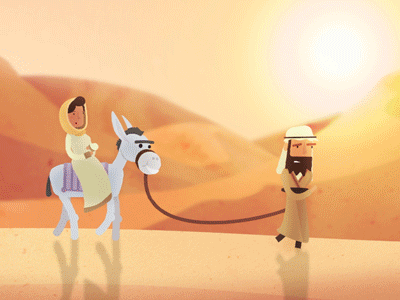 The Trek To Bethlehem 2d after effects animation bethlehem character design christmas cycle flat illustrator mary and joseph walk