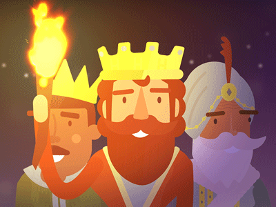 Three Kings Animated 2d after effects animation bethlehem christmas cycle flat illustrator walk
