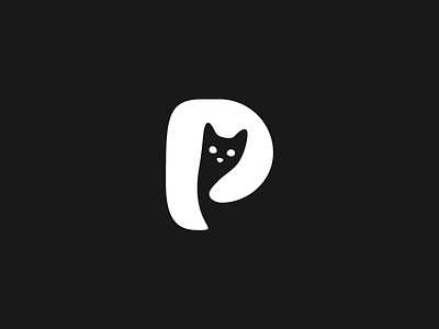 P Cat Monogram cat identity illustrator logo mark negative space symbol