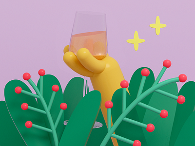 For love 🥂 3d art 3d illustration character cinema 4d design drink floral flowers illustration happy character illustration love motiongraphics st valentines day