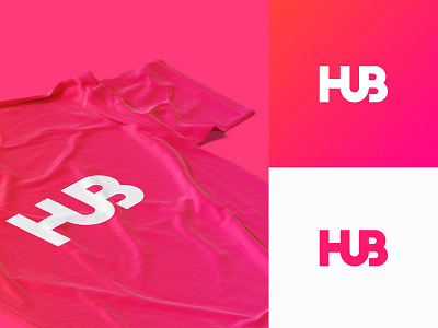 Hub brand branding logo modern modern logo negative space pink red technology