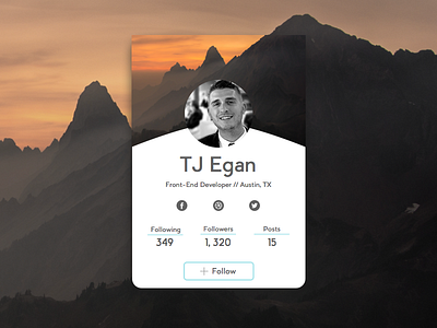 Daily UI // 006 Profile Page 006 atx challenge dailyui profile profile page social ui web