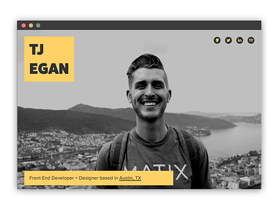 TJ Egan - Portfolio Redesign v1 austin black design designer developer front end front end developer ibm minimal portfolio web yellow