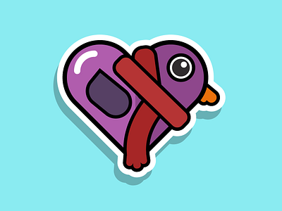 ProbabilityPigeon Heart 2d branding design flat design flatdesign illustration illustrator logo pigeon twitch