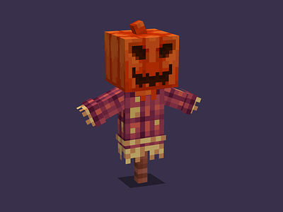 Mob Scarecrow Attempt 2 3d blockbench halloween minecraft model pixelart pumpkin scarecrow