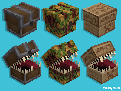 Probably Chests 3d blockbench cave chest desert game lush mimic minecraft pixel art