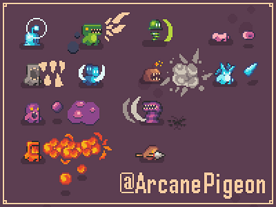 Clean Up Cube Indie Game Monster Designs Pixel Art 16x aseprite attack animations creatures game design gamedev indie game monsters pixelart