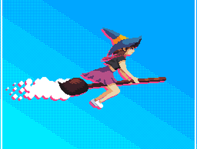 Missed The Bus 2d aseprite broom pixel art witch