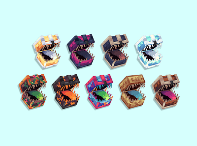 Vibrant Mimics 3d blockbench chest colorful creature design dnd mimic minecraft monster vibrant voxel