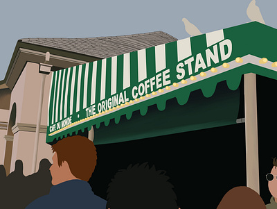 Cafe Du Monde 2d illustration character city coffee illustration nola travel