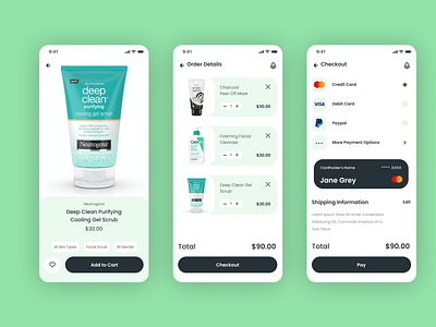 Checkout page for a Skincare App