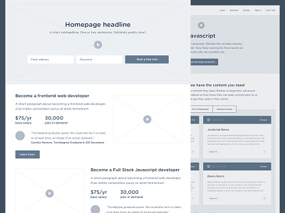 Frame it up homepage ux wireframe