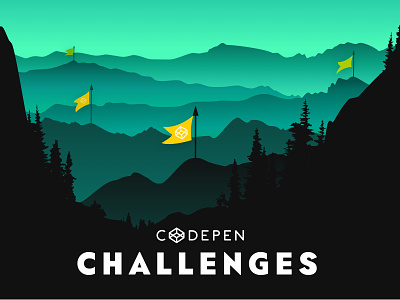 Codepen Challenges codepen dark flags forest illustration landscape trees