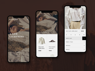 Massimo Dutti app concept add to cart app app concept app design branding clean ecommerce app fashion fashion brand highend landing page luxury minimal modern product design product page ui ux uiux