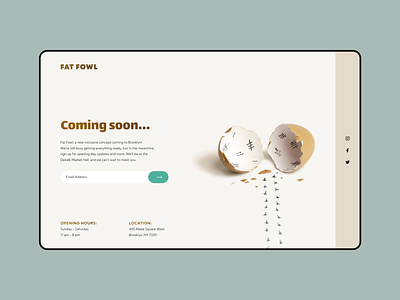 Coming soon page / Fat Fowl bird coming soon coming soon page egg figma fun home page landing page minimal design restaurant ui ux website design