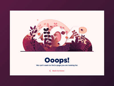 Daily UI #008 - 404 page 008 404 challenge colors daily ui error flowers illustration leaves page ui