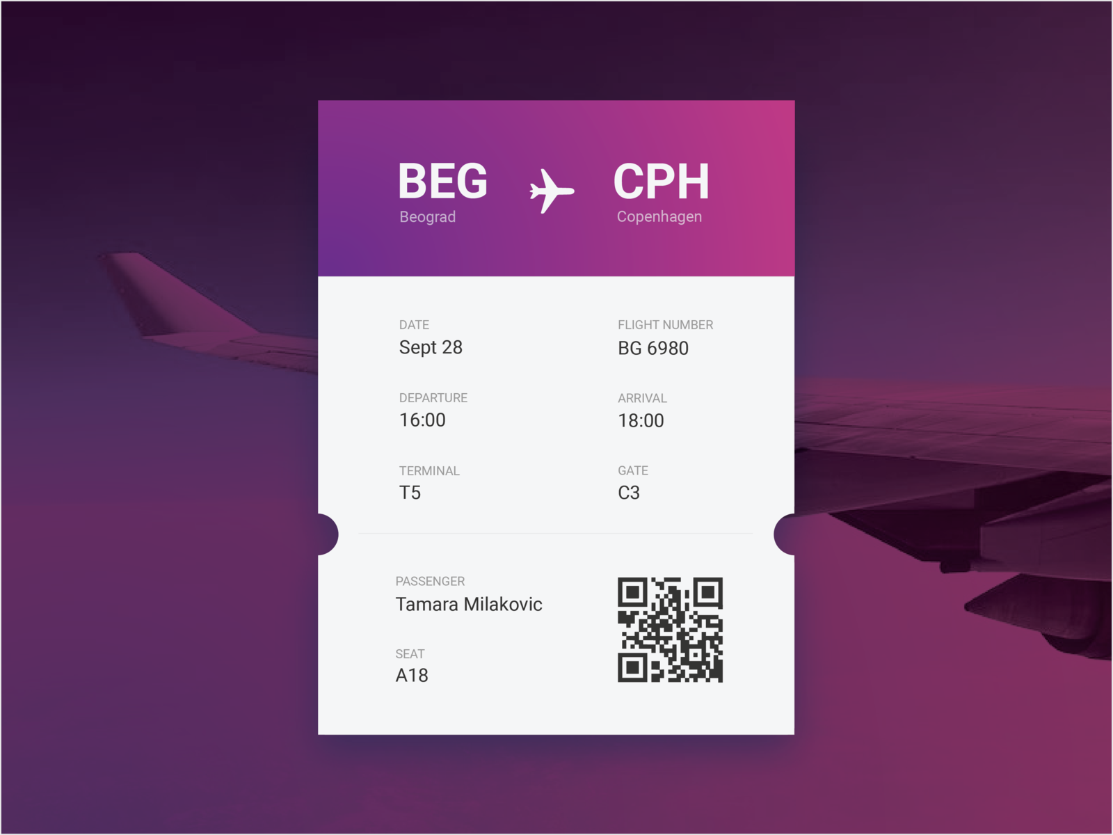 Boarding Pass - Daily UI #024 by Tamara on Dribbble