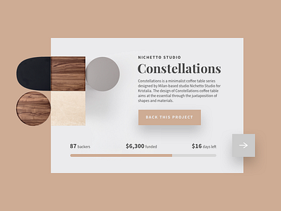 Daily UI #032 - Crowdfunding Campaign 032 back this project campaign coffe concept constellations crowd funding crowdfund crowdfunding campaign daily ui challange dailyui ecommence fundraise furniture furniture store product product card table ui uiux